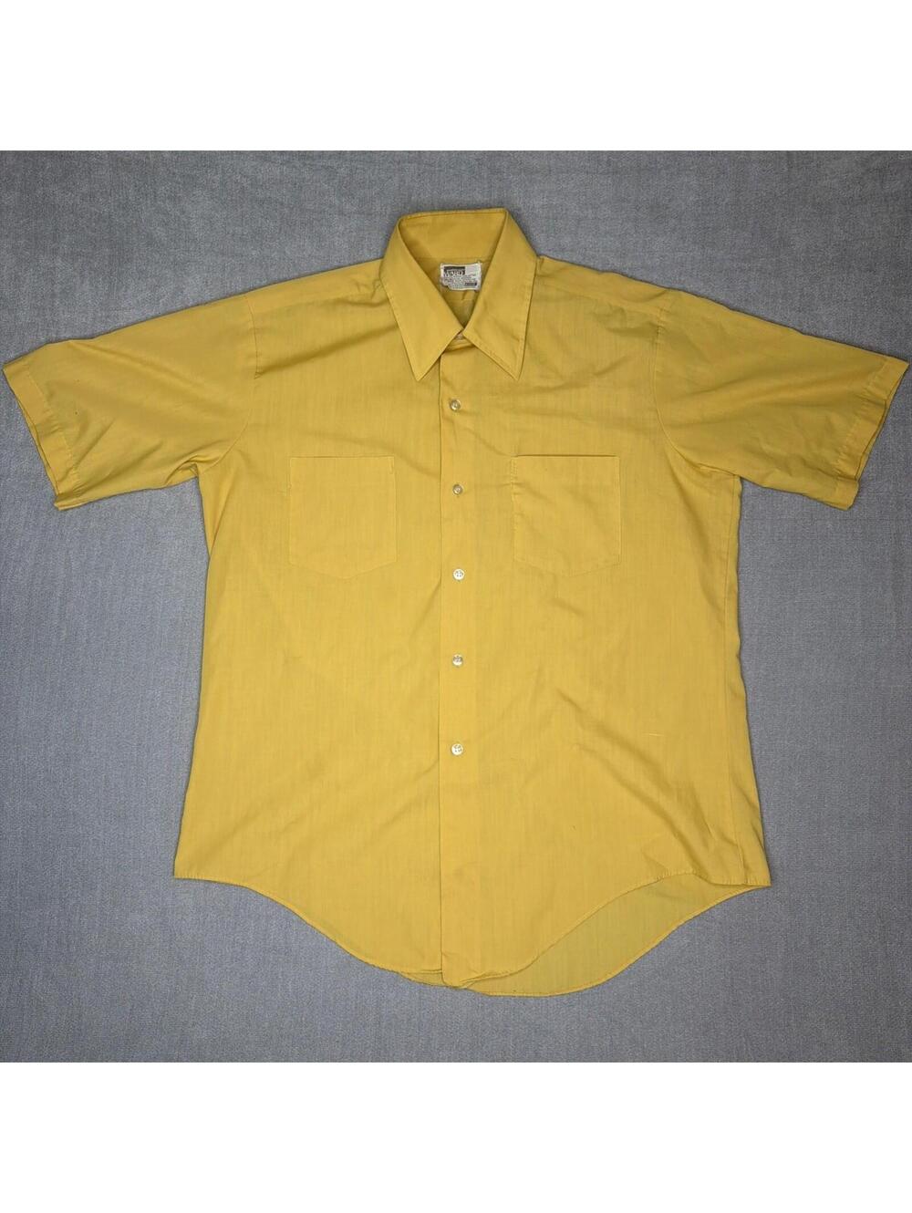 Montgomery Ward Dress Shirt Sanforized Disco Dagger Collar Vtg 70s Mens Large Xl